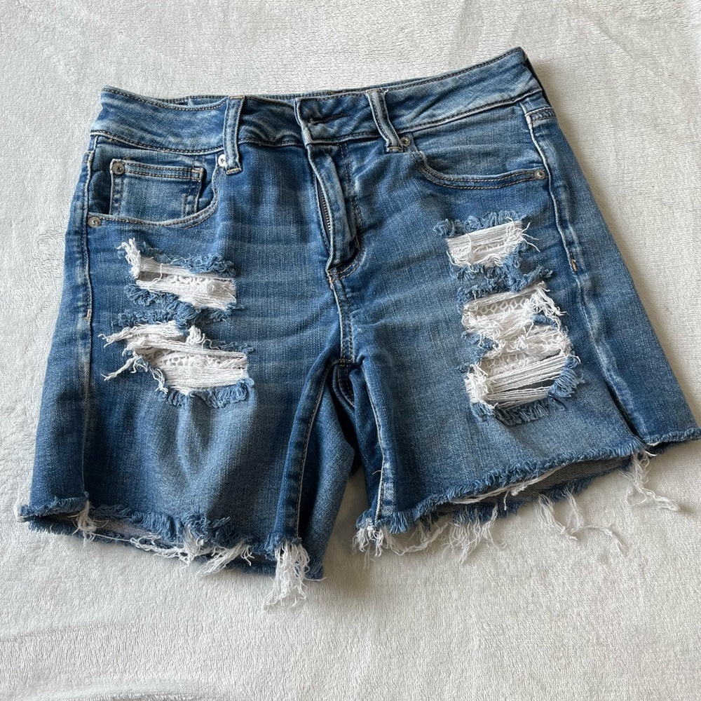 American Eagle Outfitters Ripped Blue Jean Shorts